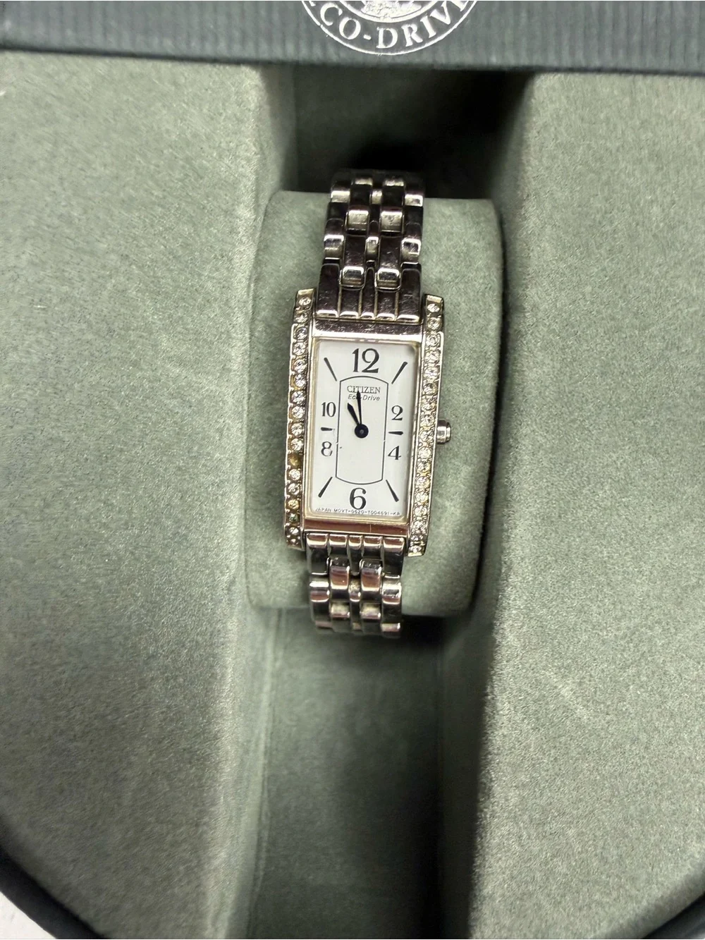 Citizen Women's Silver Rectangular Crystal Bracelet Watch